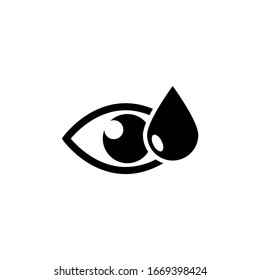 Eye with Medicine Water Drop. Flat Vector Icon illustration. Simple black symbol on white background. Eye with Medicine Water Drop sign design template for web and mobile UI element