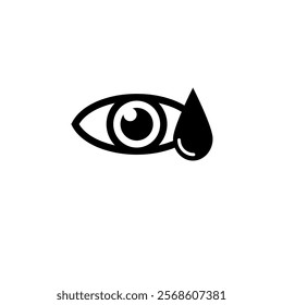 Eye with Medicine Water Drop Solid Flat Vector Icon Isolated on White Background.