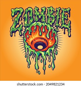 Eye Melt Zombie Vector illustrations for your work Logo, mascot merchandise t-shirt, stickers and Label designs, poster, greeting cards advertising business company or brands.