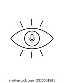 icono de ojo con micrófono, icono de mejor línea vector.
