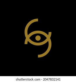 Eye minimal geometric abstract line logo for clinic. Clairvoyance pictogram. Vector icon. Eye symbol, sign or logotype isolated