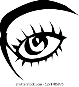eye minimalist black continuous line drawing on white, isolated