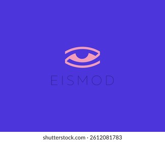An eye minimalistic logo. Creative optics vision sign. Camera video surveillance shutter vector symbol.