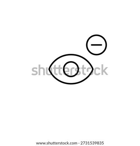Eye and minus. Vision unavailable, reduce access. Pixel perfect, editable stroke vector icon