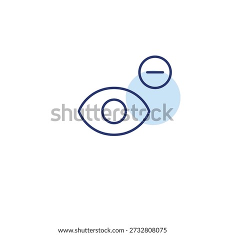 Eye and minus. Vision unavailable, reduce access. Pixel perfect, editable stroke vector icon