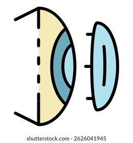 Eye modern contact lens icon. Outline eye modern contact lens vector icon color flat isolated