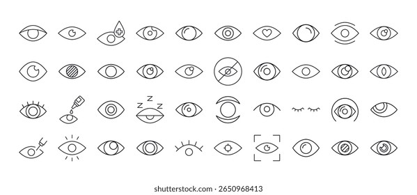 Eye Modern Outline Style Icons for Design, Cards, Apps, Social Networks 