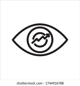 Eye, Money and market security. Flat line vector icon for mobile application, button and website design. Illustration isolated on white background. EPS 10 design, logo, app, infographic, 