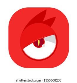 Eye of monster apps icon. Eye of monster logo design. Flat design
