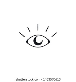 Eye with moon astrology logo design isolated