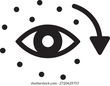 Ojo con icono de flecha de movimiento que simboliza el seguimiento de la visión, el monitoreo de la atención, la observación y el análisis del comportamiento del usuario.