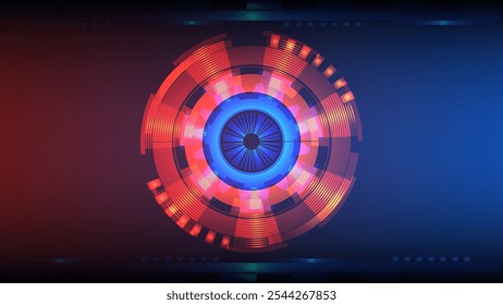 Motor y engranaje del ojo con el fondo abstracto púrpura y rojo anaranjado de la malla del gradiente agradable para el Fondo de pantalla o el Anuncio