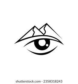 Eye mountain logo for adventurers. Eye mountain abstract logo icon concept vector image. Mountain with eye logo design vector image.