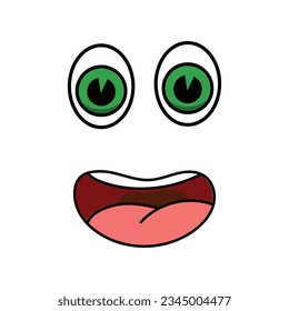 Eye Mouth Cartoon Mascot Character Expression Illustration Vector