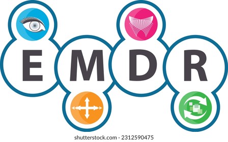 Eye Movement Desensitization Reprocessing (EMDR) therapy concept. A psychotherapy treatment for people who had traumatic experiences.