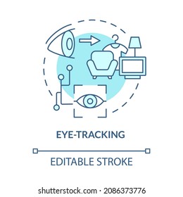 Eye movement detection concept icon. Focus point tracker. Eyetracking. Visual attention analysis abstract idea thin line illustration. Vector isolated outline color drawing. Editable stroke