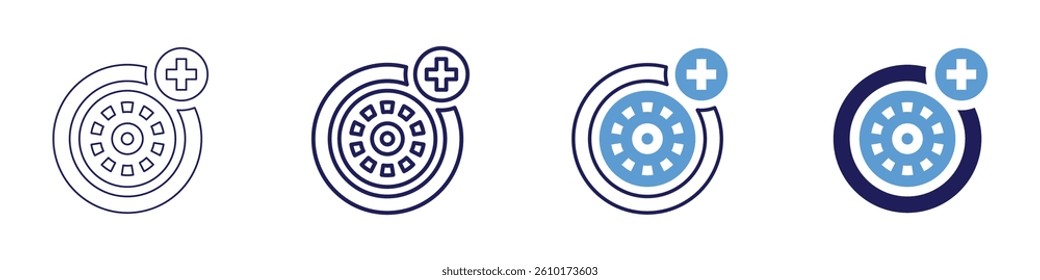 Eye muscle weakness symptom icon in 4 different styles. Thin Line, Line, Bold Line, Duotone. Duotone style. Editable stroke.
