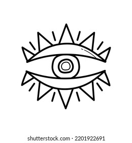 Eye mystic boho symbol. Abstract zen eye sign for design. Doodle simple icon on white.