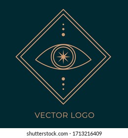 eye mystic logo vector with a start