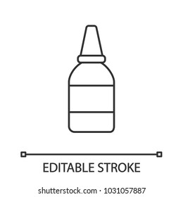 Eye or nasal drops linear icon. Thin line illustration. Contour symbol. Vector isolated outline drawing. Editable stroke