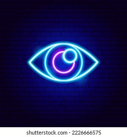 Signo De Neón Ojo. Ilustración vectorial de objetos médicos de salud humana.