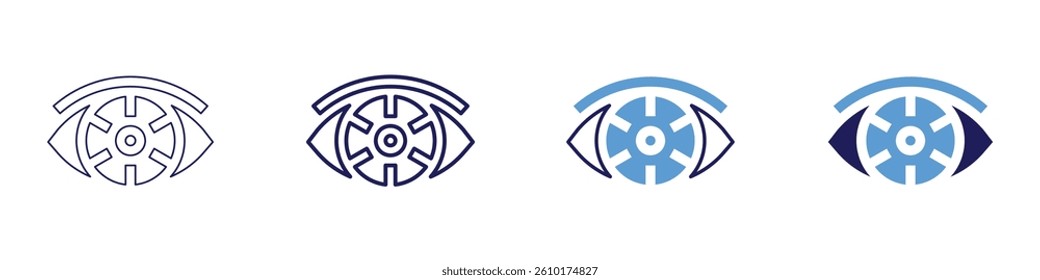 Eye nerve damage icon in 4 different styles. Thin Line, Line, Bold Line, Duotone. Duotone style. Editable stroke.