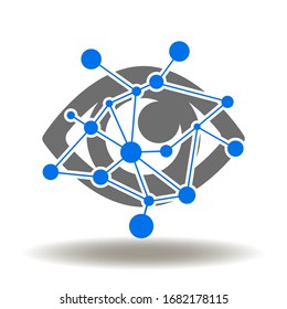 Eye Network Circuit Icon Vector. AI Smart Vision Logo. Supervision Big Brother Symbol. Surveillance CCTV Smart Video Recording Technology Illustration.