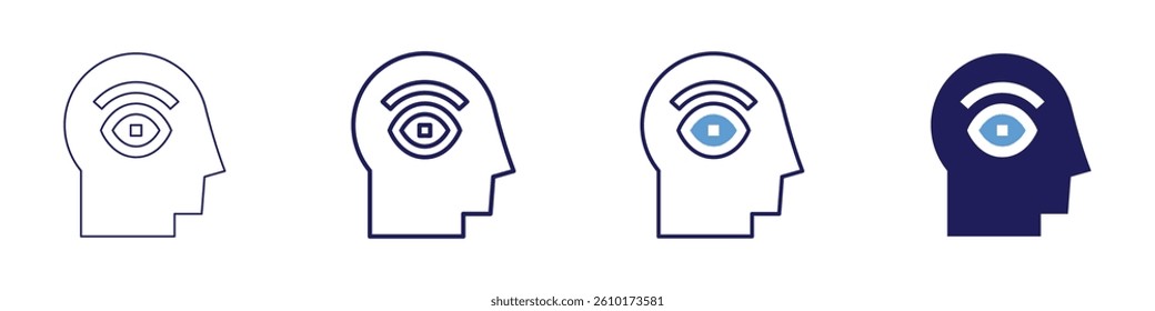 Eye night blindness icon in 4 different styles. Thin Line, Line, Bold Line, Duotone. Duotone style. Editable stroke.