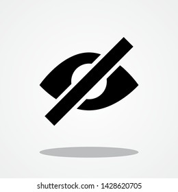 Eye: Not Visible Symbol Icon with Gray Shadow