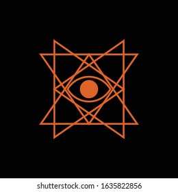 Eye occult symbol design, black background, vector illustration