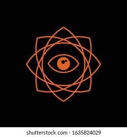 Eye occult symbol design, black background, vector illustration