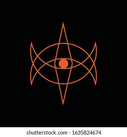 Eye occult symbol design, black background, vector illustration