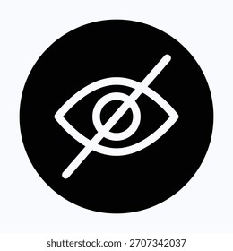 Eye Off Hidden Visibility Symbol Isolated Circular Vector Icon.