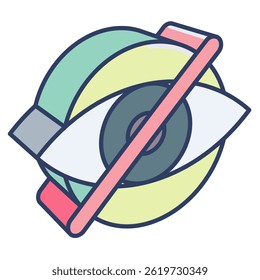 Eye Off icon represented by Simple Eye Off icon Lineal Color style.