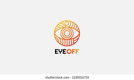 Eye off line art logo vector icon design illustration