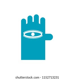 Eye on hand sign isolated. Vector illustration
