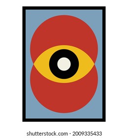 Eye on look Abstract Geometric Wall Art. Mid Century Illustration in Minimal Style for house Decoration Background. Shape Art Set of soft color painting in boho style. poster template layouts.