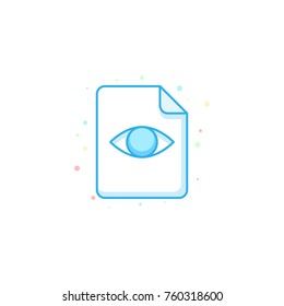 Eye on page icon. Supervision, control sign vector
