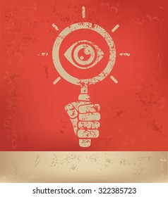 Eye on red background,poster grunge design