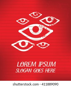 Eye on red background,poster grunge design