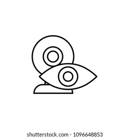 eye on web camera icon. Element of cyber security icon for mobile concept and web apps. Thin line eye on web camera icon can be used for web and mobile on white background