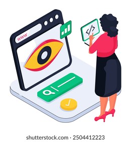 Auge auf Web-Seite, Illustration der Webüberwachung

