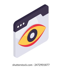 Eye on webpage, icon of web monitoring