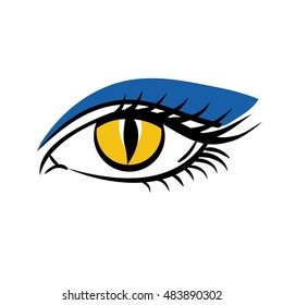  Eye on white background. Eyes art, eye icon, human eye, cartoon eyes. The eye logo. Eyes art. Makeup on Halloween. Woman eye. Human eye, eye close up - vector