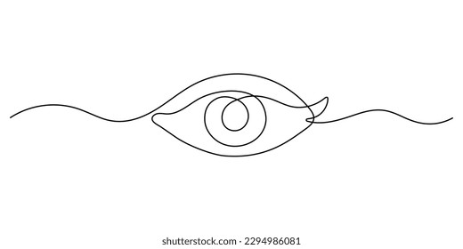 Eye one art continuous line drawing. Symbol of vision. Single line of human eye icon. Vector illustration