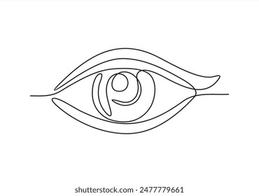 Eye one art continuous line drawing. Symbol of vision. Single line of human eye icon. Vector illustration
