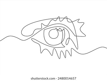 Eye one art continuous line drawing. Symbol of vision. Single line of human eye icon. Vector illustration