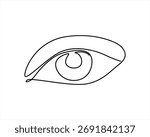 Eye One Line Drawing Minimal Eyeball Logo, Vision Art Sketch, Decorative Eye One Line Drawing, Clean Eye One Line Drawing Design