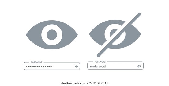 Eye open and close vector icon. Black, Gray view icon. Sight, vector illustration.