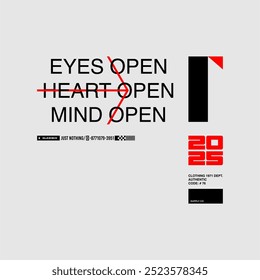 eye open heart open mind open slogan vintage